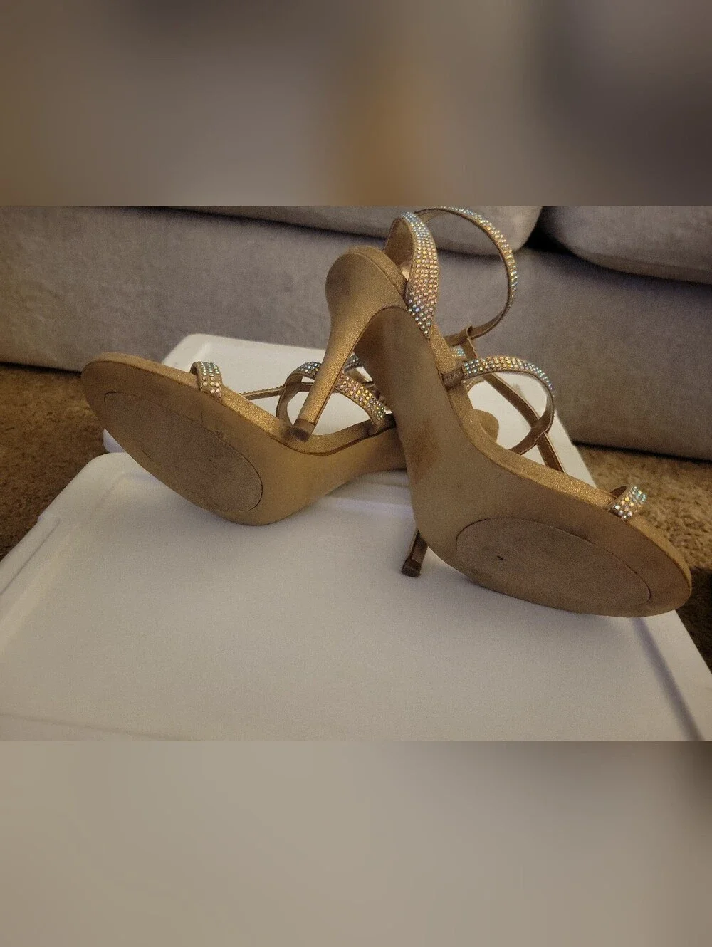 Steve Madden Gold Rhinestone Strappy Heels Size 8.5